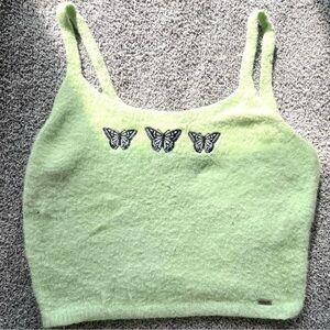 Hollister Light Green Butterfly Tank Top
